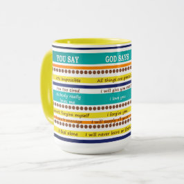 Caneca VOCÊ DIZ / DEUS DIZ — Versos de Bíblia Inspiracion