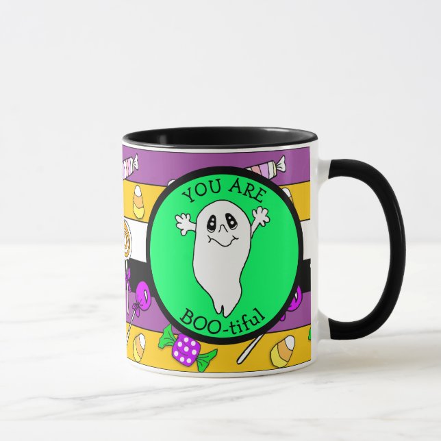 Caneca Você é Bonita, Fantasma Pun, Halloween (Direita)