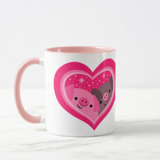 Caneca Você E Eu (Porcos De Cartoon Bonitos)