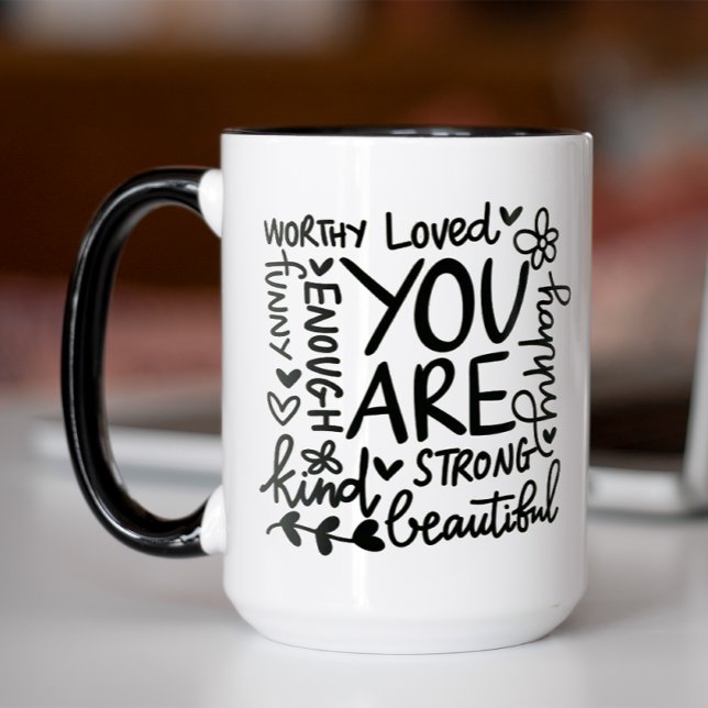 Caneca Você É Forte E Bonita Motivação (You are strong, beautiful, kind coffee mug)