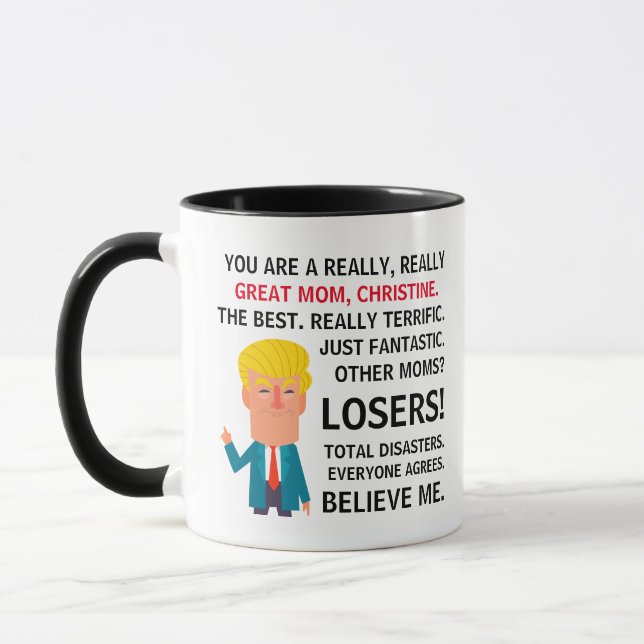 Caneca Você é mesmo Excelente Mãe Trump Personalizar Nome (Esquerda)