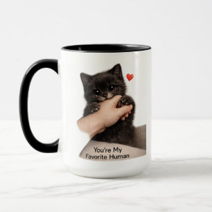 Caneca "Você é Meu Humano Favorito" com Gatinho Pr