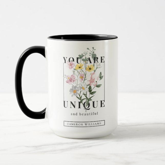 Caneca Você é um Slogan Floral Único (Esquerda)