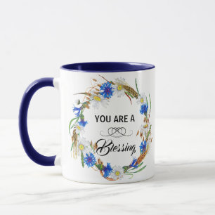 Caneca Você É Uma Bênção - Cerâmica Azul Marinho