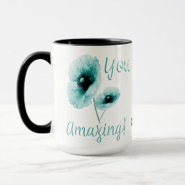 Caneca Você Incrível Floral Azul Claro