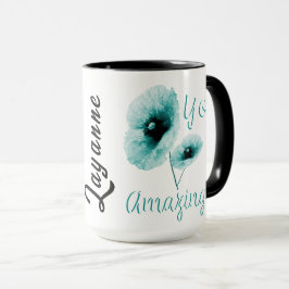 Caneca Você Incrível Floral Azul Claro