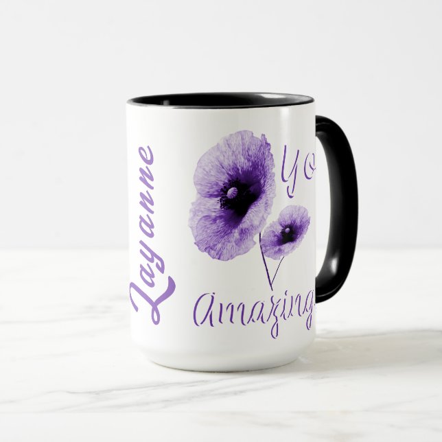 Caneca Você Incrível Floral Violeta (Frente Esquerda)