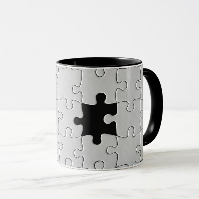 Caneca Você Me Completa Romântico Jigsaw Preto e Branco (Frente Esquerda)