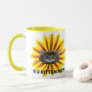 Caneca VOCÊ ME KITTEN?! Gatinho De Girassol Humorístico
