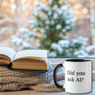 Caneca Você perguntou à IA? Citação engraçada de tipograf