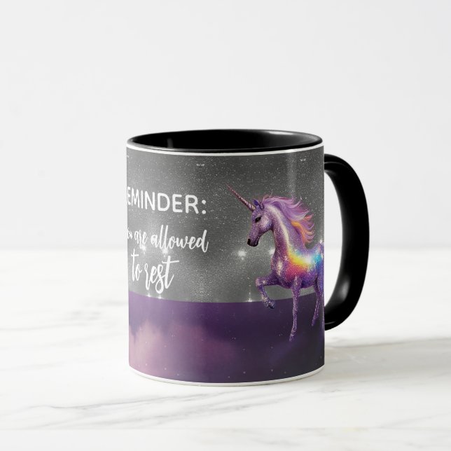 Caneca Você Pode Descansar O Rainbow Glitter Unicorn (Frente Esquerda)