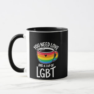 Caneca Você precisa de amor e uma taça de orgulho LGBT Mê