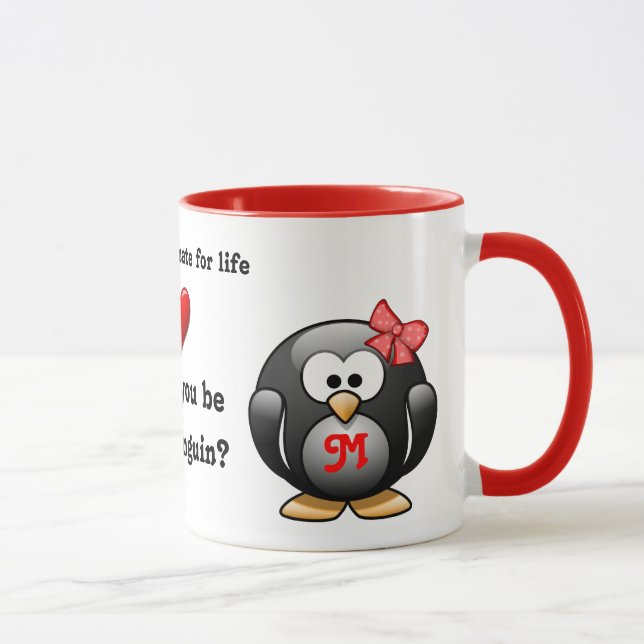 Caneca Você será meu companheiro do pinguim para o amor (Direita)