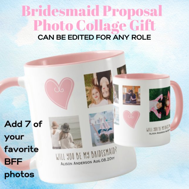 Caneca Você Será Minha Coroa De Bridesmaid, COLLAGE BFF G (Criador carregado)