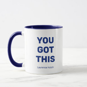 Caneca Você tem este azul e branco mínimos personalizados