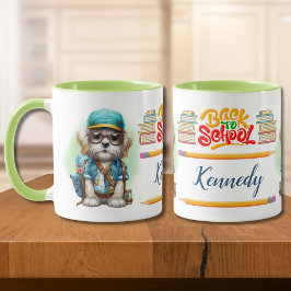 Caneca Voltar ao Cachorro Escolar Vestindo Mochila Person