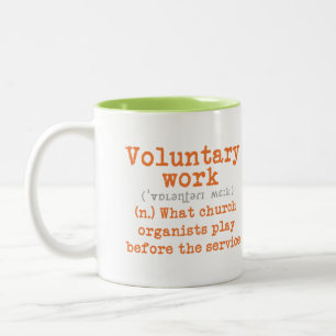 Caneca voluntária do trabalho para organistas -