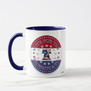 Caneca Vote no Vermelho, Branco e Azul Sino da Liberdade