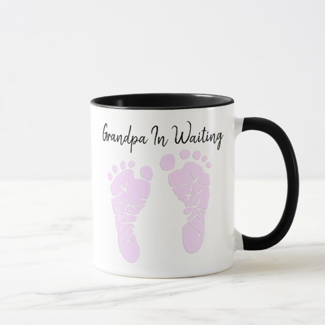 Caneca Vovô À Espera De Pegadas De Bebê Rosa Surpresa (Direita)