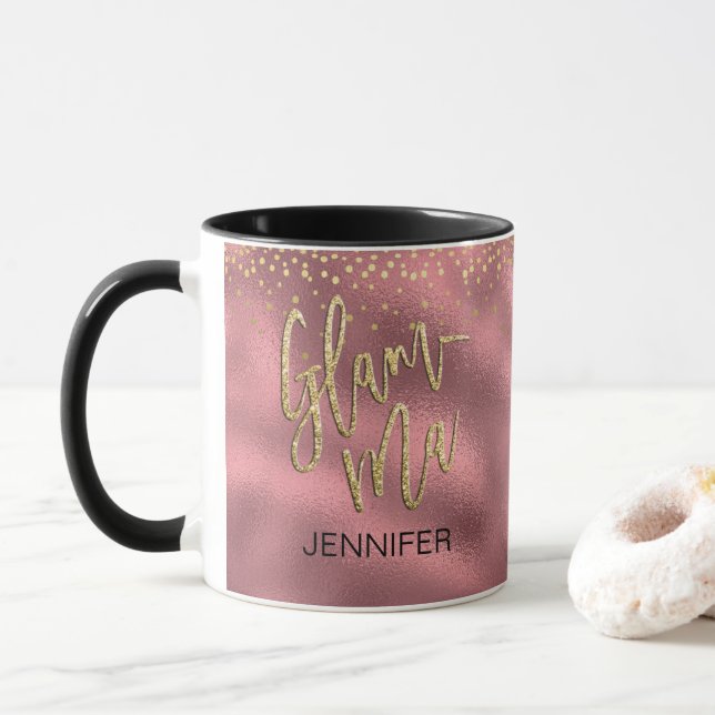 Caneca Vovó Glamma Pink Foil Dourado Doze Name (Com Donut)