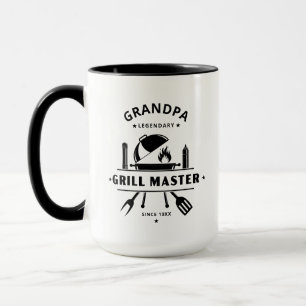 Caneca Vovô   Lendário Mestre Churrasqueiro Preto e Branc