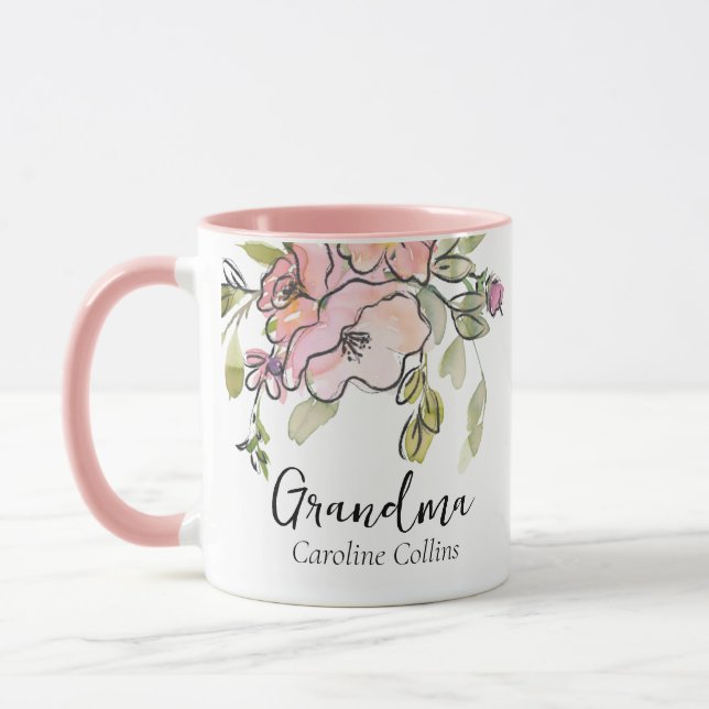 Caneca Vovó rosa Pastel Pink da Aquarela Elegante (Esquerda)