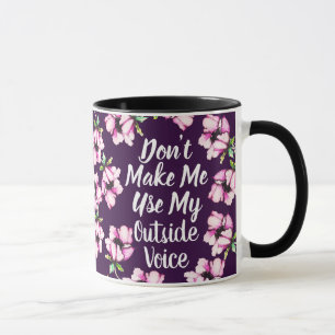 Caneca Voz Externa   Flores De Púrpura De Aquarela