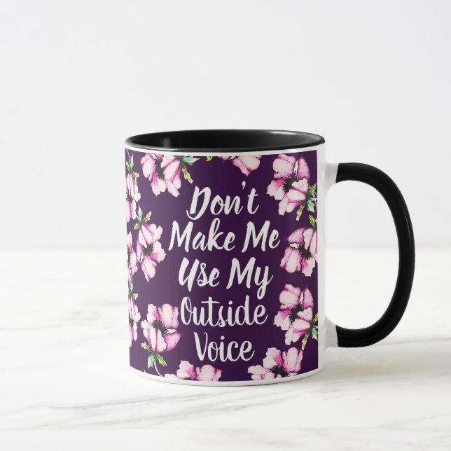 Caneca Voz Externa | Flores De Púrpura De Aquarela (Direita)