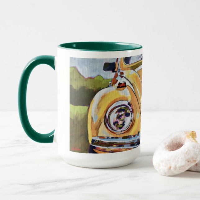 Caneca VW Bug Painting - Gift for VW Bug Lovers (Com Donut)
