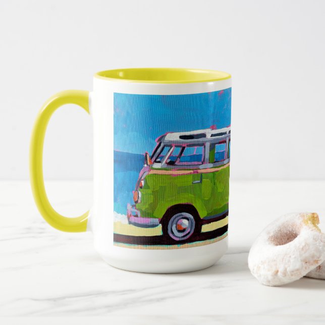 Caneca VW Van Painting - Gift for VW Lovers (Com Donut)