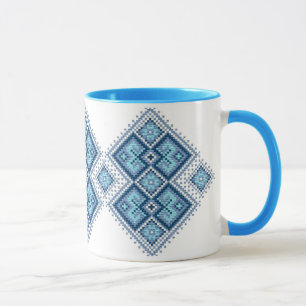 Caneca Vyshyvanka ucraniano do azul do bordado