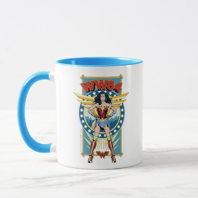 Caneca W84 | Crachá de Caráter Mulher Maravilha Retro (Esquerda)
