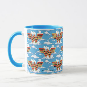 Caneca W84  Padrão de nuvem de logotipos de mulheres mar