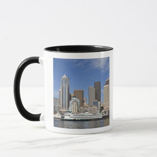 Caneca WA, Seattle, panorama de Seattle com balsa (Esquerda)