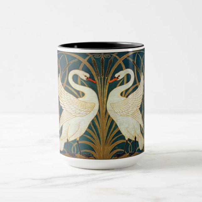 Caneca Walter Crane Swan, Rush E Iris Art Nouveau (Centro)