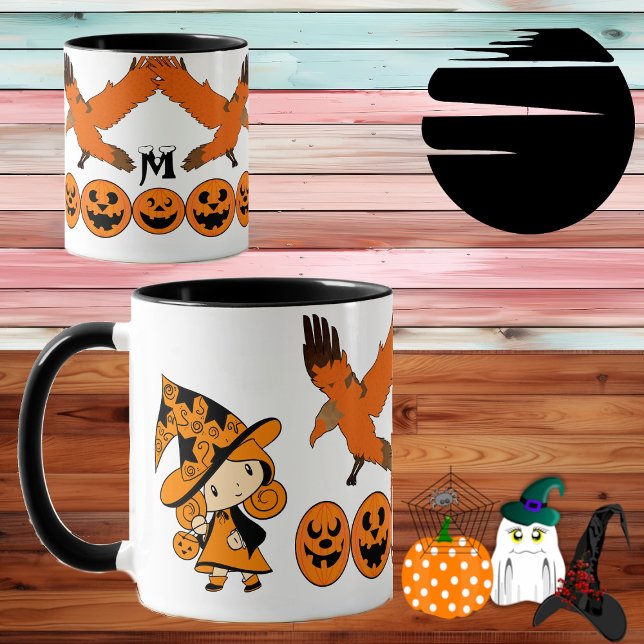 Caneca Wandering Witch Spooky Jack O Lanterns Halloween (Wandering Witch Spooky Jack O Lanterns Halloween Mug)