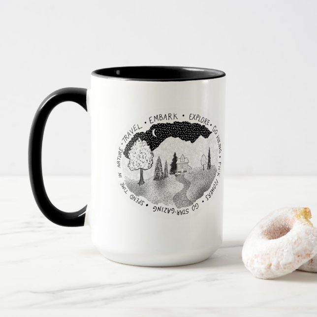 Caneca Wanderlust para Amantes e Aventuros da Natureza (Com Donut)