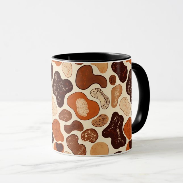 Caneca Warm Neutral Abstract Mug – Modern Organic Pattern (Frente Esquerda)