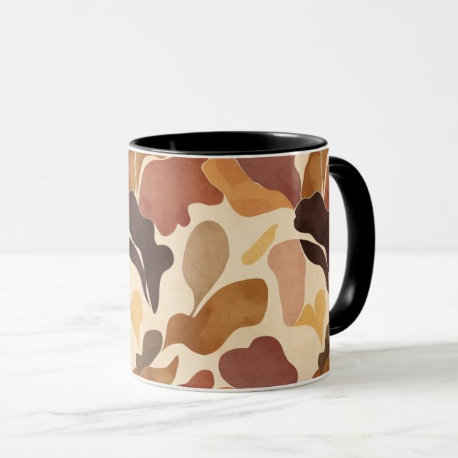 Caneca Warm Neutral Abstract Mug – Modern Organic Pattern (Frente Esquerda)
