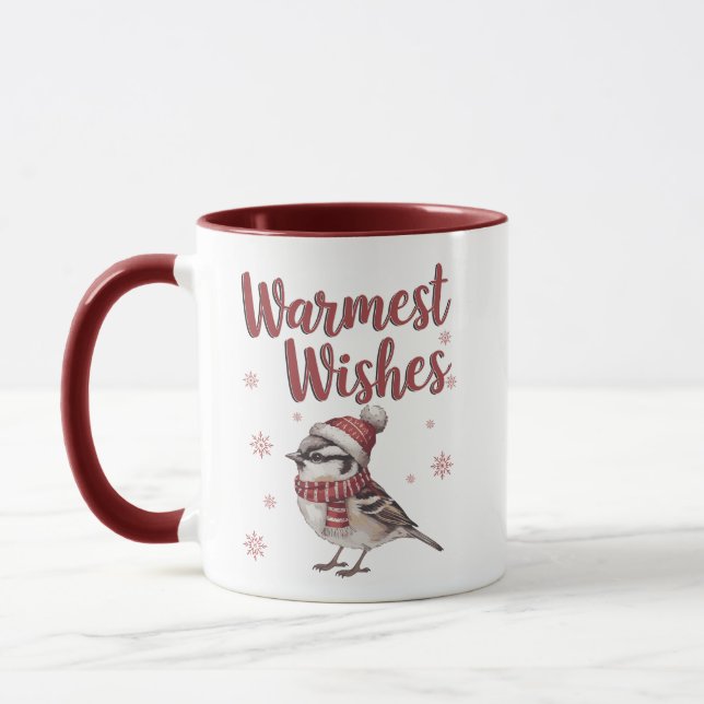Caneca Warmest Wishes – Cozy Winter Bird (Esquerda)