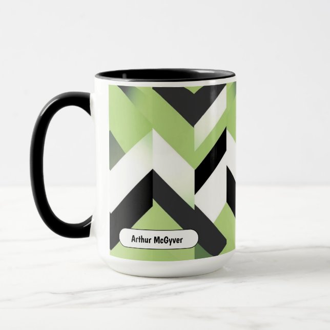 Caneca Wasabi Verde Chevron Geométrico Ousado (Esquerda)