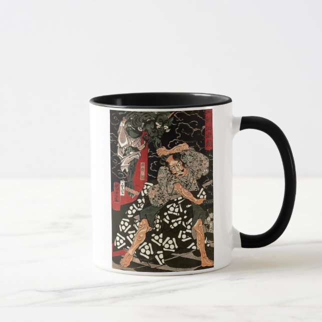 Caneca Watanabe Tsuna Lutando Demônio, 歌 川 国 芳 (Direita)