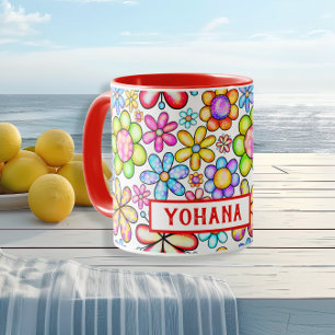 Caneca Watercolor Allover Floral Collage sob medida — Ver
