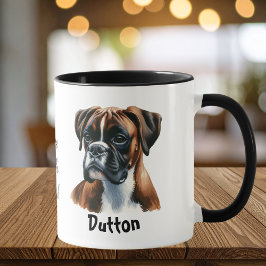 Caneca  Watercolor Boxer Coffee Brown Personalize