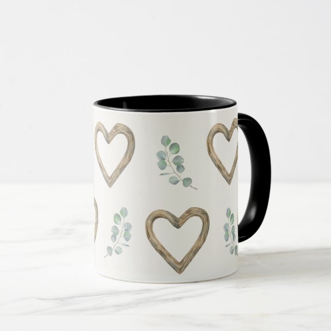 Caneca Watercolor Driftwood Heart Mug (Frente Esquerda)