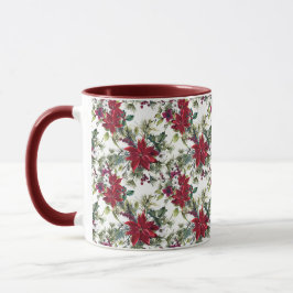Caneca Watercolor Poinsettia Pattern