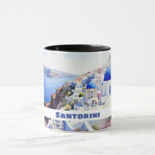 Caneca Watercolor Santorini Oia