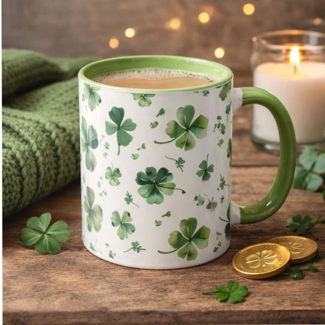 Caneca Watercolor St. Patrick's Day Pattern Giant (Criador carregado)