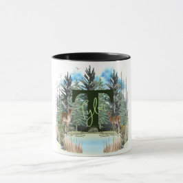 Caneca Watercolor Veer Personalizado Monograma - Letra T