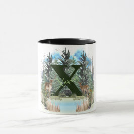 Caneca Watercolor Veer Personalizado Monograma - Letra X